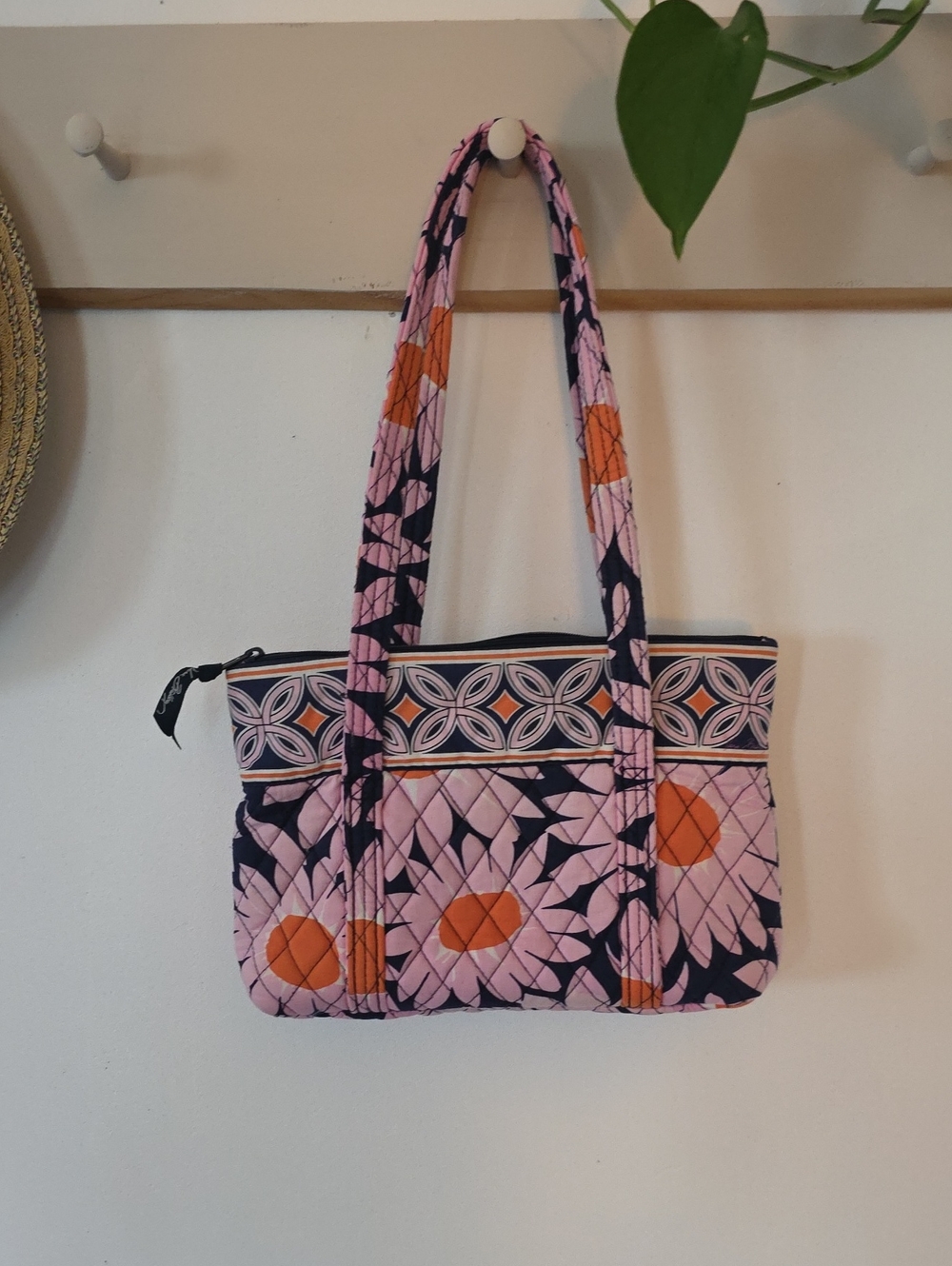 Vera Bradley Quilted Floral Tlshoulder Bag in Pink, Orange and Navy
